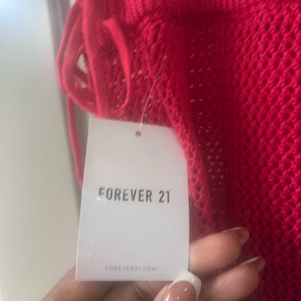 Forever 21 Plus Size 1X Pink Crochet Beach Coverup Skirt - NWT - Picture 5 of 6